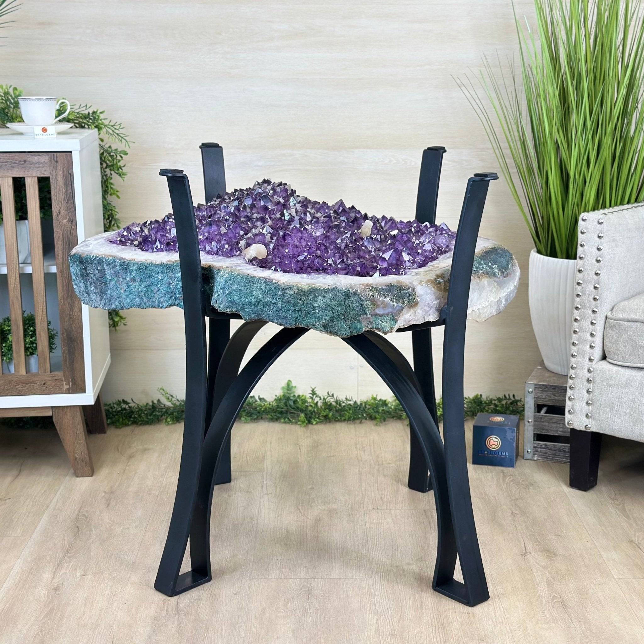 Large Amethyst Dining/Conference Table Super Quality, 372.6 lbs & 30.5" Tall 1388 - 0003 - Brazil GemsBrazil GemsLarge Amethyst Dining/Conference Table Super Quality, 372.6 lbs & 30.5" Tall 1388 - 0003Tables: Dining1388 - 0003