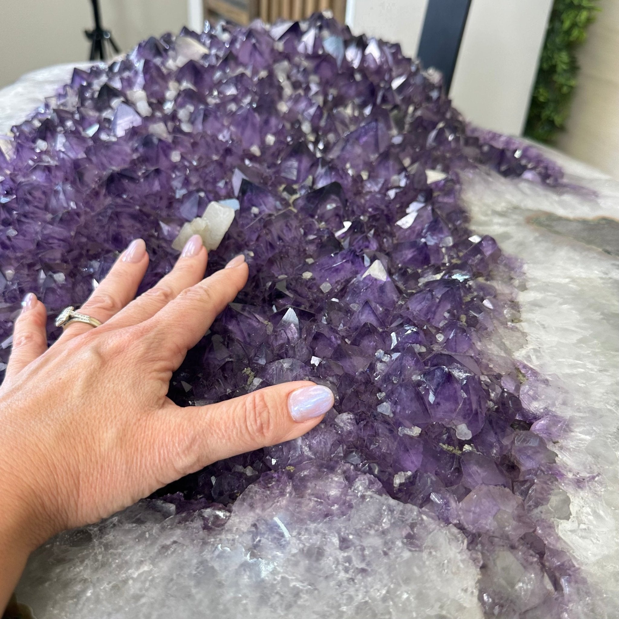 Large Amethyst Dining/Conference Table Super Quality, 372.6 lbs & 30.5" Tall 1388 - 0003 - Brazil GemsBrazil GemsLarge Amethyst Dining/Conference Table Super Quality, 372.6 lbs & 30.5" Tall 1388 - 0003Tables: Dining1388 - 0003