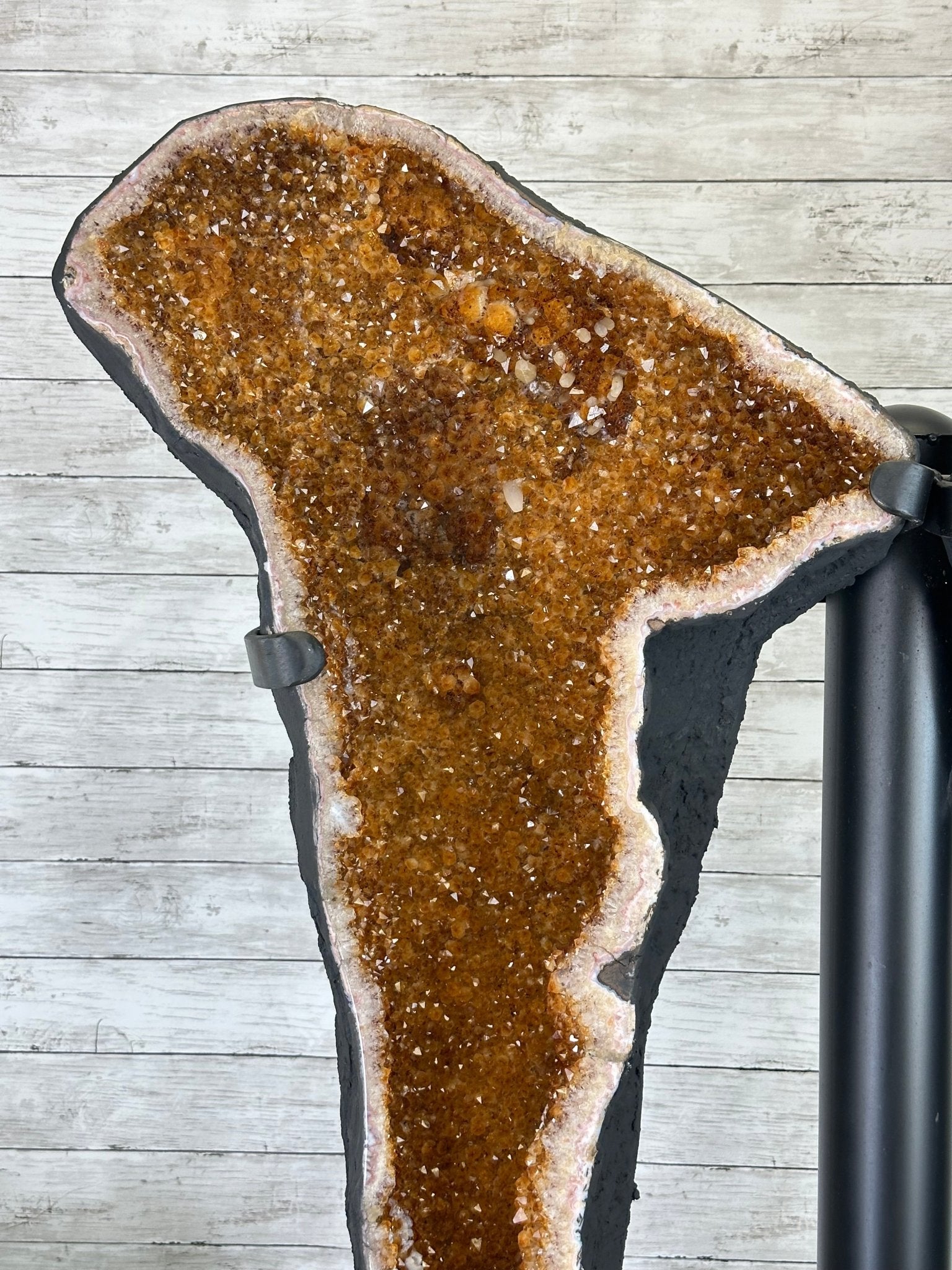 Large Citrine Butterfly Wings on a Metal Stand, 322 lbs & 72.75" Tall #5498-0005 - Brazil GemsBrazil GemsLarge Citrine Butterfly Wings on a Metal Stand, 322 lbs & 72.75" Tall #5498-0005Citrine Butterfly Wings5498-0005