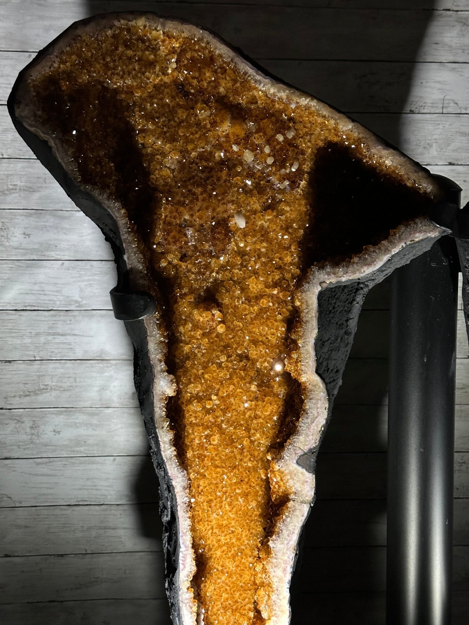 Large Citrine Butterfly Wings on a Metal Stand, 322 lbs & 72.75" Tall #5498-0005 - Brazil GemsBrazil GemsLarge Citrine Butterfly Wings on a Metal Stand, 322 lbs & 72.75" Tall #5498-0005Citrine Butterfly Wings5498-0005