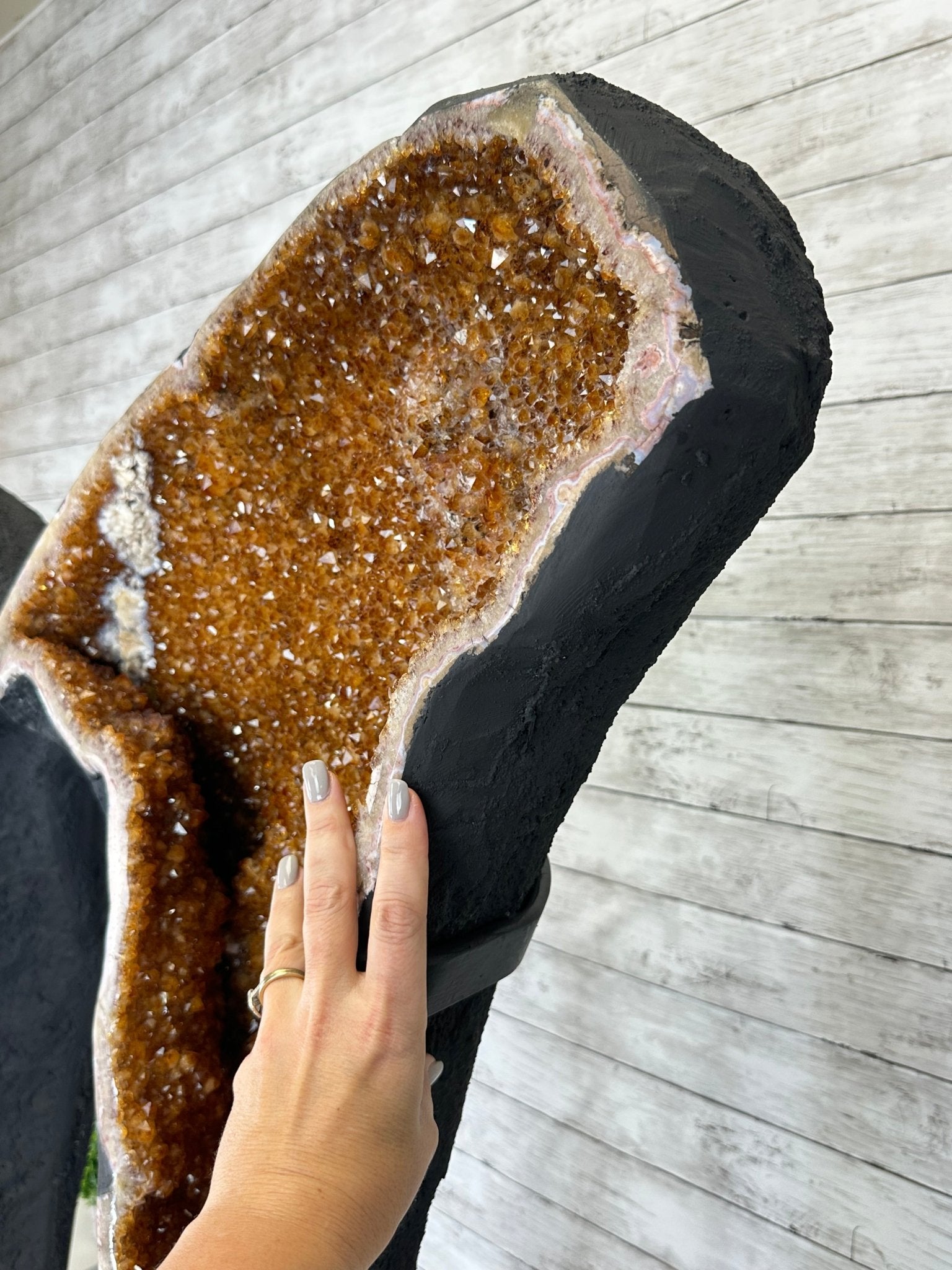 Large Citrine Butterfly Wings on a Metal Stand, 322 lbs & 72.75" Tall #5498-0005 - Brazil GemsBrazil GemsLarge Citrine Butterfly Wings on a Metal Stand, 322 lbs & 72.75" Tall #5498-0005Citrine Butterfly Wings5498-0005