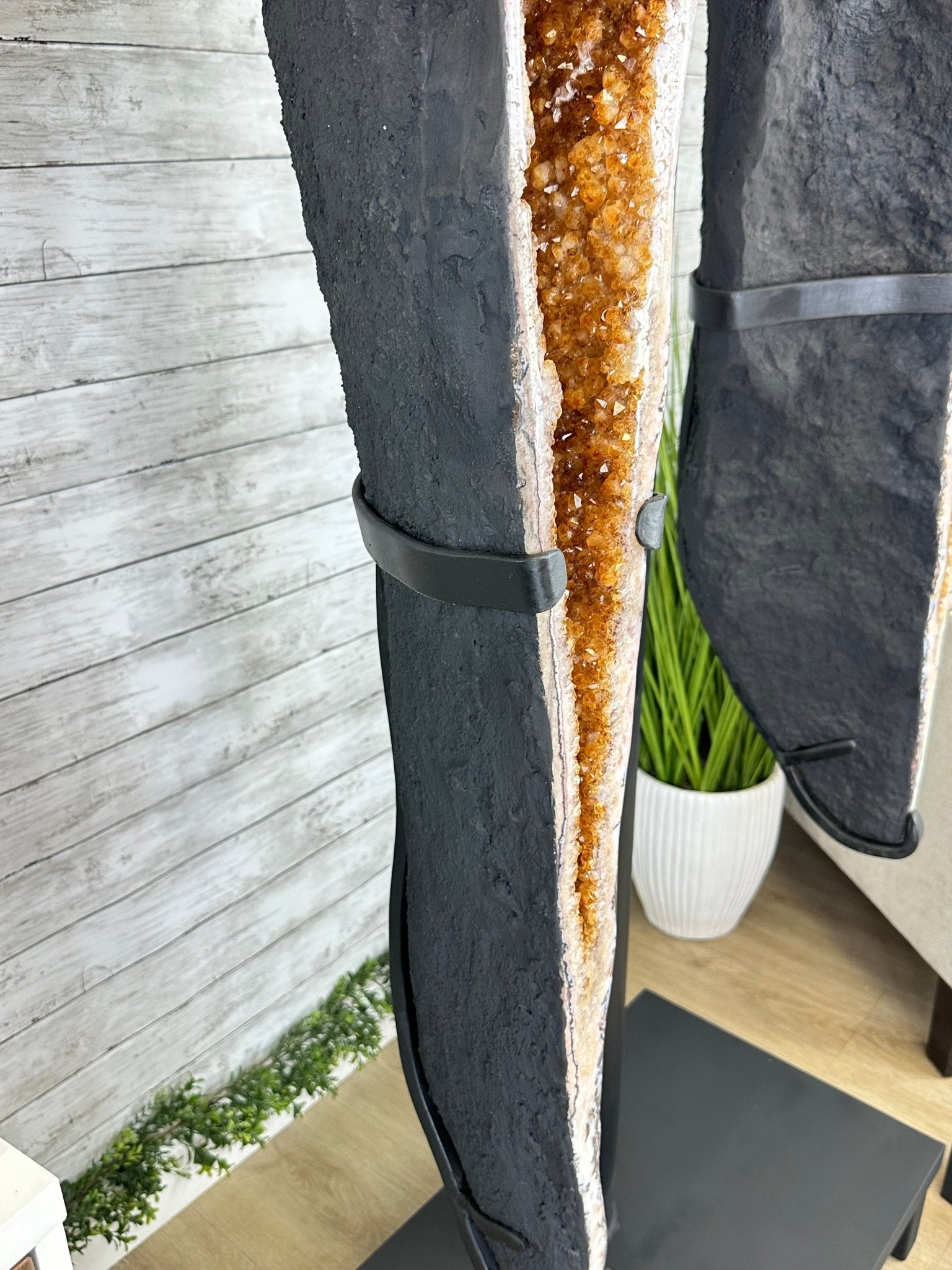 Large Citrine Butterfly Wings on a Metal Stand, 322 lbs & 72.75" Tall #5498-0005 - Brazil GemsBrazil GemsLarge Citrine Butterfly Wings on a Metal Stand, 322 lbs & 72.75" Tall #5498-0005Citrine Butterfly Wings5498-0005