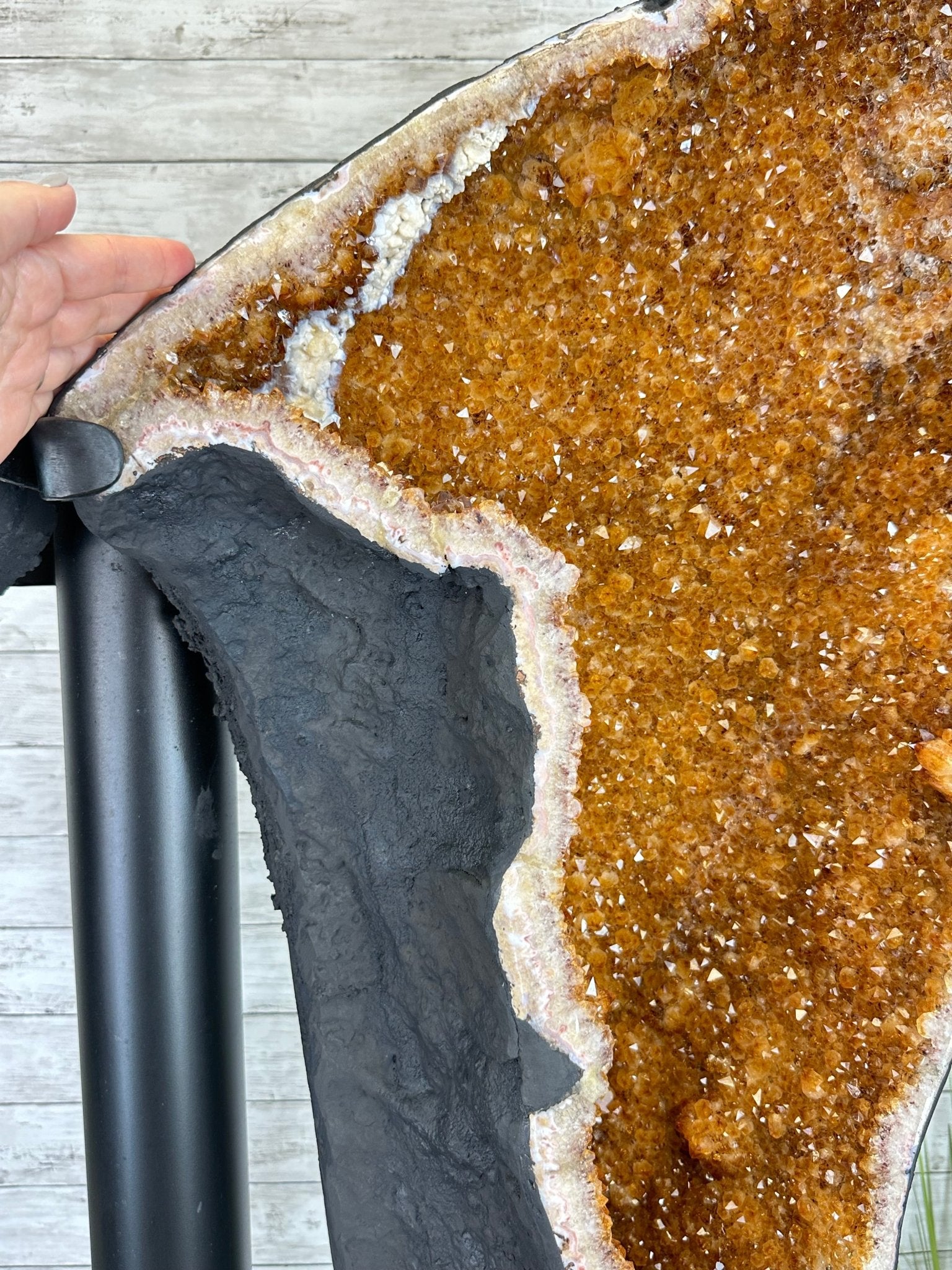 Large Citrine Butterfly Wings on a Metal Stand, 322 lbs & 72.75" Tall #5498-0005 - Brazil GemsBrazil GemsLarge Citrine Butterfly Wings on a Metal Stand, 322 lbs & 72.75" Tall #5498-0005Citrine Butterfly Wings5498-0005