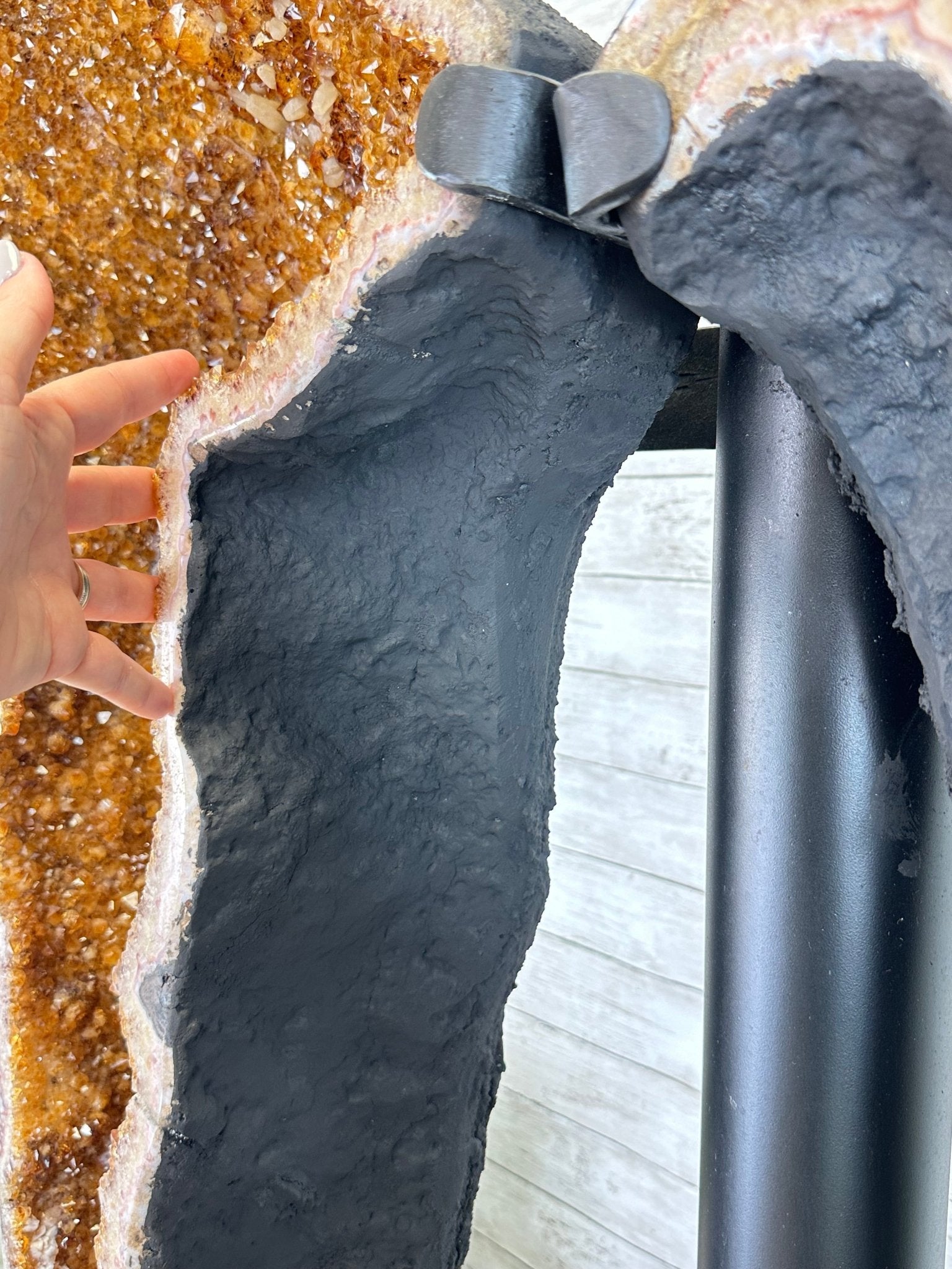 Large Citrine Butterfly Wings on a Metal Stand, 322 lbs & 72.75" Tall #5498-0005 - Brazil GemsBrazil GemsLarge Citrine Butterfly Wings on a Metal Stand, 322 lbs & 72.75" Tall #5498-0005Citrine Butterfly Wings5498-0005