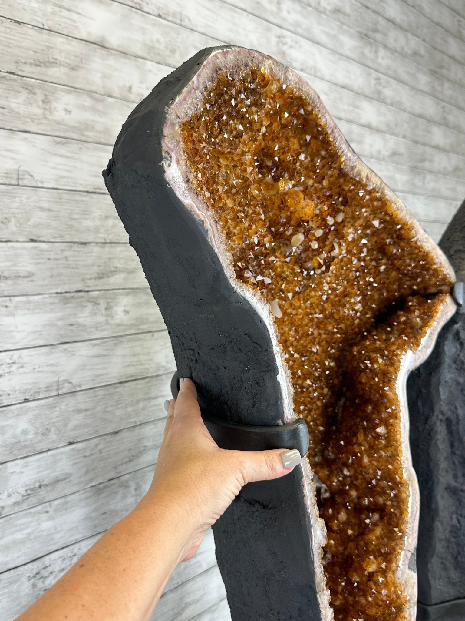 Large Citrine Butterfly Wings on a Metal Stand, 322 lbs & 72.75" Tall #5498-0005 - Brazil GemsBrazil GemsLarge Citrine Butterfly Wings on a Metal Stand, 322 lbs & 72.75" Tall #5498-0005Citrine Butterfly Wings5498-0005