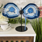 Large Dyed Blue Brazilian Agate "Butterfly Wings", Metal Stand, 12" Tall, Model #5050BL-0045 by Brazil Gems - Brazil GemsBrazil GemsLarge Dyed Blue Brazilian Agate "Butterfly Wings", Metal Stand, 12" Tall, Model #5050BL-0045 by Brazil GemsAgate Butterfly Wings5050BL-0045
