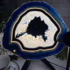 Large Dyed Blue Brazilian Agate "Butterfly Wings", Metal Stand, 12" Tall, Model #5050BL-0045 by Brazil Gems - Brazil GemsBrazil GemsLarge Dyed Blue Brazilian Agate "Butterfly Wings", Metal Stand, 12" Tall, Model #5050BL-0045 by Brazil GemsAgate Butterfly Wings5050BL-0045