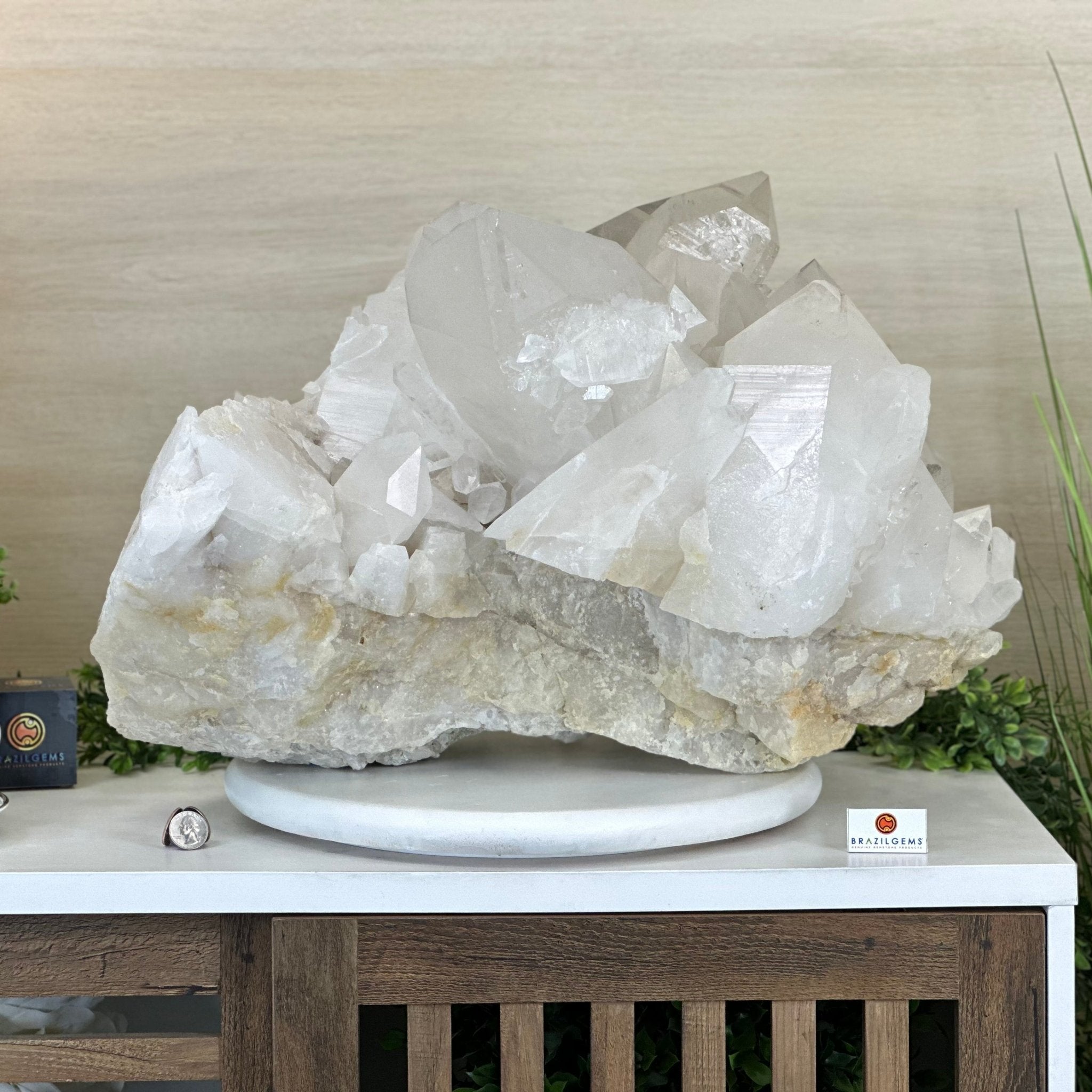Large Extra Quality Clear Quartz Cluster 154.4 lbs & 22" Long 5494 - 0014 - Brazil GemsBrazil GemsLarge Extra Quality Clear Quartz Cluster 154.4 lbs & 22" Long 5494 - 0014Clusters With Natural Bases5494 - 0014