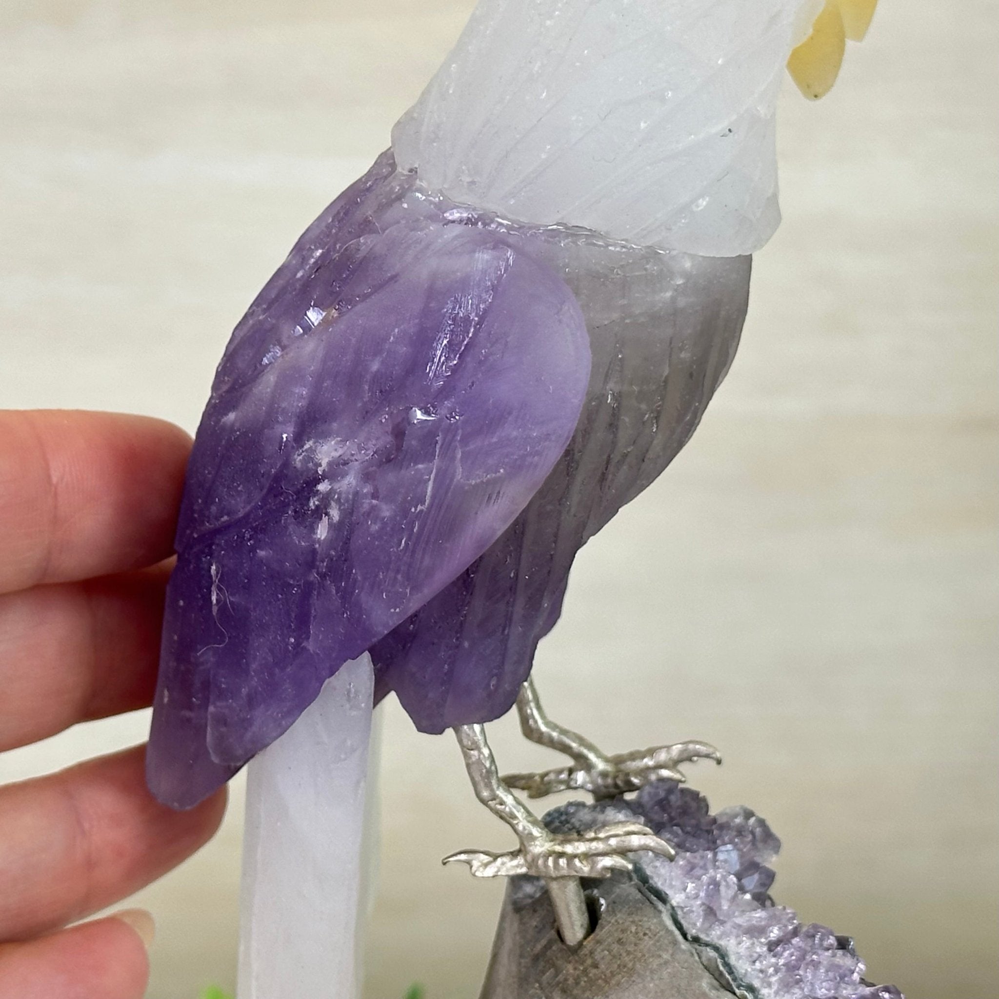 Large Hand - Carved Amethyst Eagle 7.5" Long on an Amethyst Cluster #3005 - AMEAM - 046 - Brazil GemsBrazil GemsLarge Hand - Carved Amethyst Eagle 7.5" Long on an Amethyst Cluster #3005 - AMEAM - 046Crystal Birds3005 - AMEAM - 046