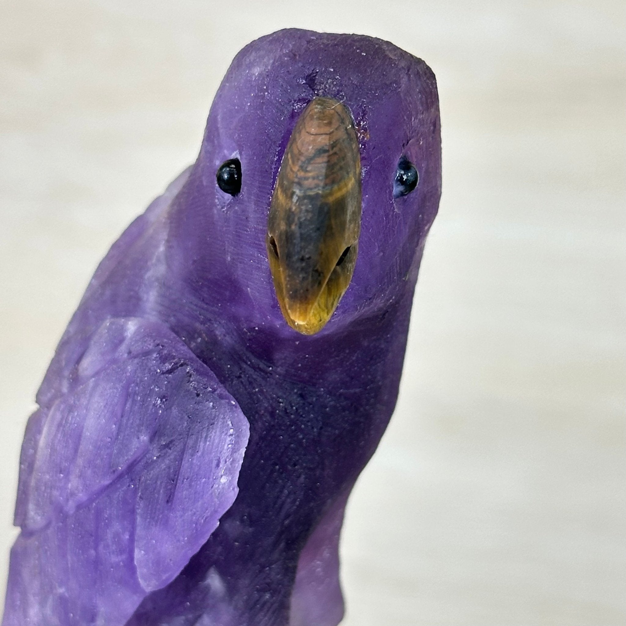 Large Hand - Carved Amethyst Parrot 9.1" Long on a Pyrite Cluster #3005 - AMPPY - 051 - Brazil GemsBrazil GemsLarge Hand - Carved Amethyst Parrot 9.1" Long on a Pyrite Cluster #3005 - AMPPY - 051Crystal Birds3005 - AMPPY - 051