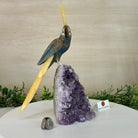 Large Hand - Carved Blue Onyx Cockatoo 11.3" Long on an Amethyst Cluster #3005 - BXCAM - 044 - Brazil GemsBrazil GemsLarge Hand - Carved Blue Onyx Cockatoo 11.3" Long on an Amethyst Cluster #3005 - BXCAM - 044Crystal Birds3005 - BXCAM - 044