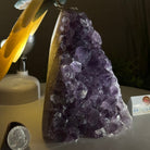 Large Hand - Carved Blue Onyx Cockatoo 11.3" Long on an Amethyst Cluster #3005 - BXCAM - 044 - Brazil GemsBrazil GemsLarge Hand - Carved Blue Onyx Cockatoo 11.3" Long on an Amethyst Cluster #3005 - BXCAM - 044Crystal Birds3005 - BXCAM - 044