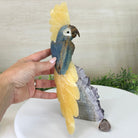 Large Hand - Carved Blue Onyx Cockatoo 11.3" Long on an Amethyst Cluster #3005 - BXCAM - 044 - Brazil GemsBrazil GemsLarge Hand - Carved Blue Onyx Cockatoo 11.3" Long on an Amethyst Cluster #3005 - BXCAM - 044Crystal Birds3005 - BXCAM - 044