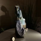 Large Hand - Carved Blue Onyx Owl 7" Long on an Amethyst Cluster #3005 - BXOAM - 047 - Brazil GemsBrazil GemsLarge Hand - Carved Blue Onyx Owl 7" Long on an Amethyst Cluster #3005 - BXOAM - 047Crystal Birds3005 - BXOAM - 047