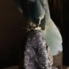 Large Hand - Carved Blue Onyx Owl 7" Long on an Amethyst Cluster #3005 - BXOAM - 047 - Brazil GemsBrazil GemsLarge Hand - Carved Blue Onyx Owl 7" Long on an Amethyst Cluster #3005 - BXOAM - 047Crystal Birds3005 - BXOAM - 047