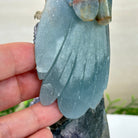 Large Hand - Carved Blue Onyx Owl 7" Long on an Amethyst Cluster #3005 - BXOAM - 047 - Brazil GemsBrazil GemsLarge Hand - Carved Blue Onyx Owl 7" Long on an Amethyst Cluster #3005 - BXOAM - 047Crystal Birds3005 - BXOAM - 047