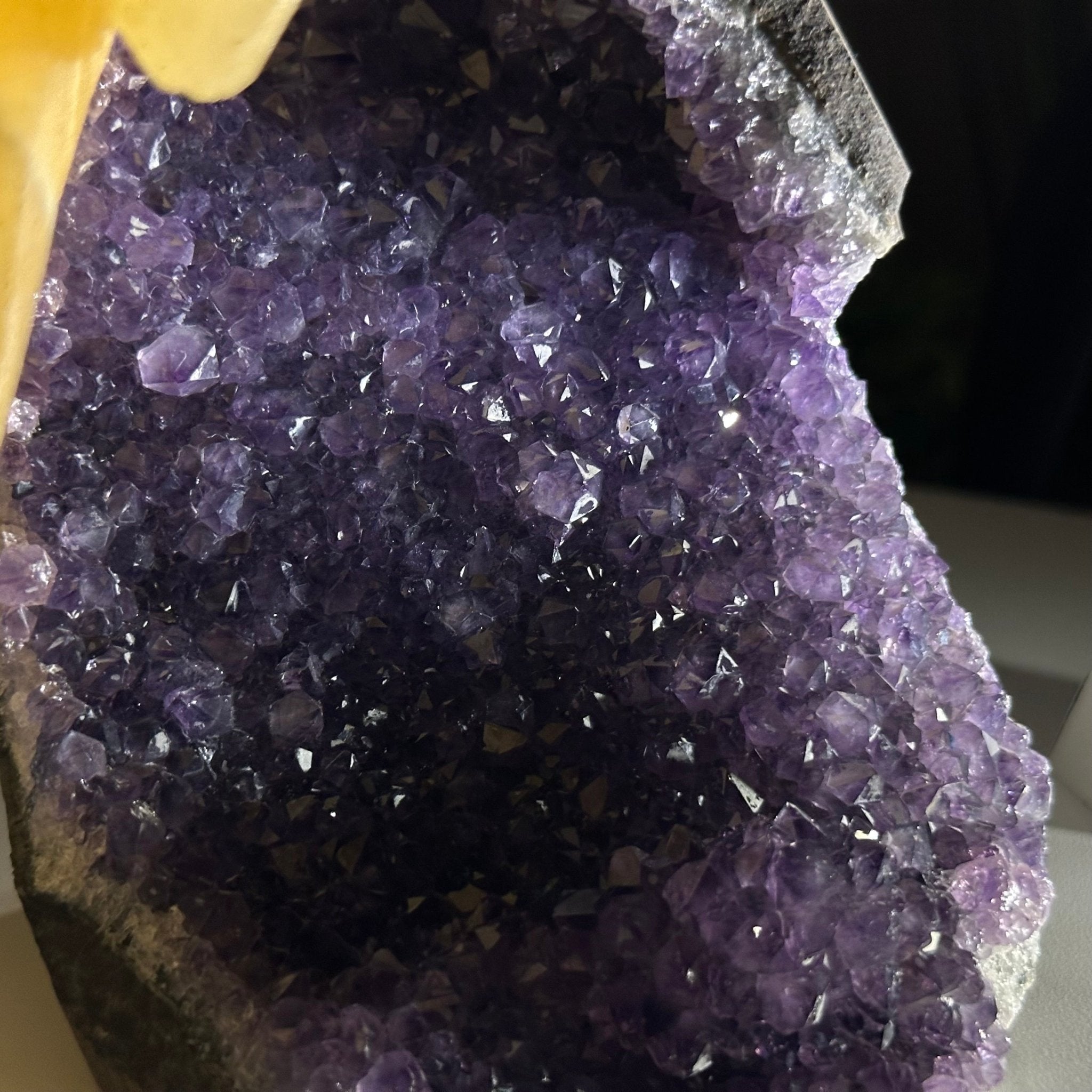 Large Hand - Carved Fluorite Cockatoo 12" Long on an Amethyst Cluster #3005 - FLCAM - 045 - Brazil GemsBrazil GemsLarge Hand - Carved Fluorite Cockatoo 12" Long on an Amethyst Cluster #3005 - FLCAM - 045Crystal Birds3005 - FLCAM - 045