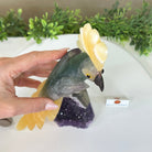 Large Hand - Carved Fluorite Cockatoo 12" Long on an Amethyst Cluster #3005 - FLCAM - 045 - Brazil GemsBrazil GemsLarge Hand - Carved Fluorite Cockatoo 12" Long on an Amethyst Cluster #3005 - FLCAM - 045Crystal Birds3005 - FLCAM - 045
