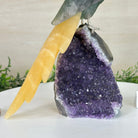 Large Hand - Carved Fluorite Cockatoo 12" Long on an Amethyst Cluster #3005 - FLCAM - 045 - Brazil GemsBrazil GemsLarge Hand - Carved Fluorite Cockatoo 12" Long on an Amethyst Cluster #3005 - FLCAM - 045Crystal Birds3005 - FLCAM - 045