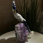 Large Hand - Carved Howlite Cockatoo 10" Long on an Amethyst Cluster #3004 - HWCAM - 057 - Brazil GemsBrazil GemsLarge Hand - Carved Howlite Cockatoo 10" Long on an Amethyst Cluster #3004 - HWCAM - 057Crystal Birds3004 - HWCAM - 057