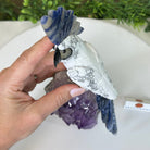 Large Hand - Carved Howlite Cockatoo 10" Long on an Amethyst Cluster #3004 - HWCAM - 057 - Brazil GemsBrazil GemsLarge Hand - Carved Howlite Cockatoo 10" Long on an Amethyst Cluster #3004 - HWCAM - 057Crystal Birds3004 - HWCAM - 057