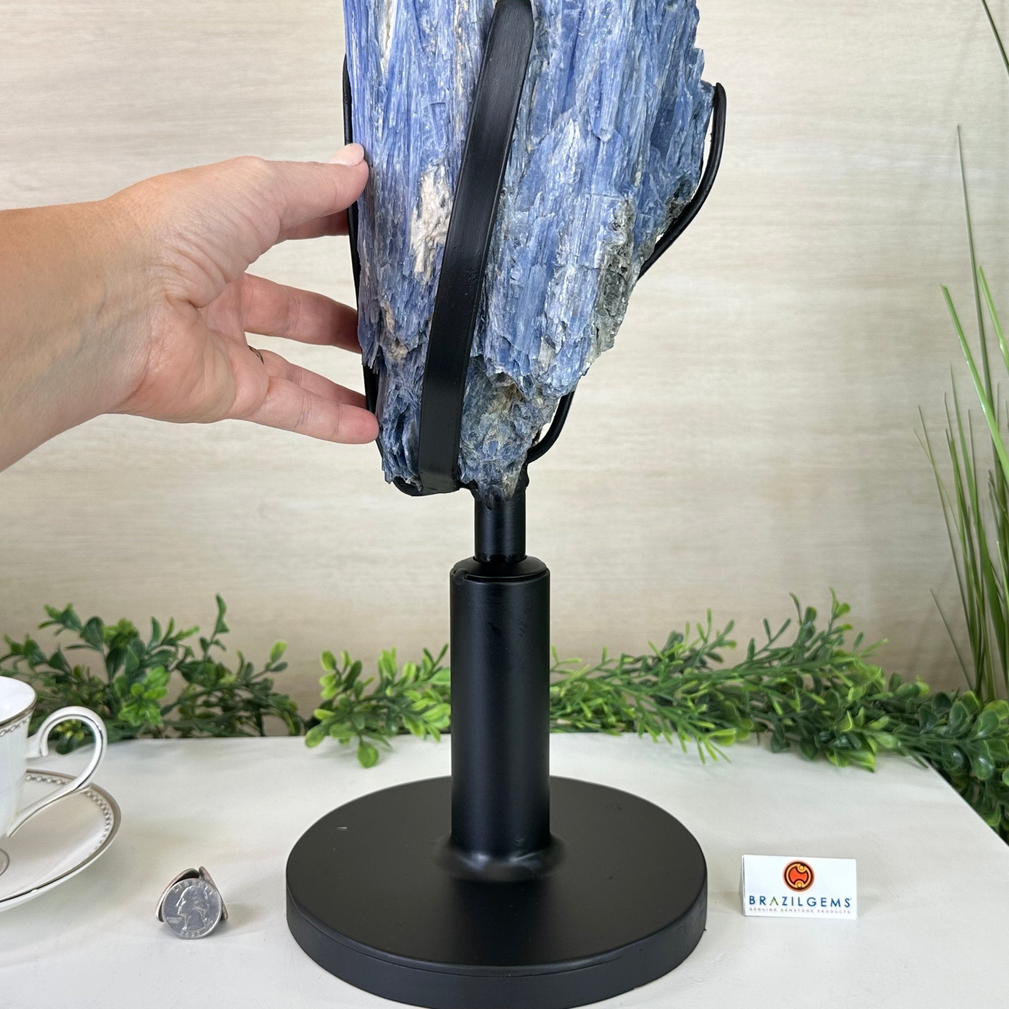 Large Kyanite Crystal on Rotating Stand, 45.6 lbs and 30.9" Tall #6011 - 0002 - Brazil GemsBrazil GemsLarge Kyanite Crystal on Rotating Stand, 45.6 lbs and 30.9" Tall #6011 - 0002Clusters on Rotating Bases6011 - 0002