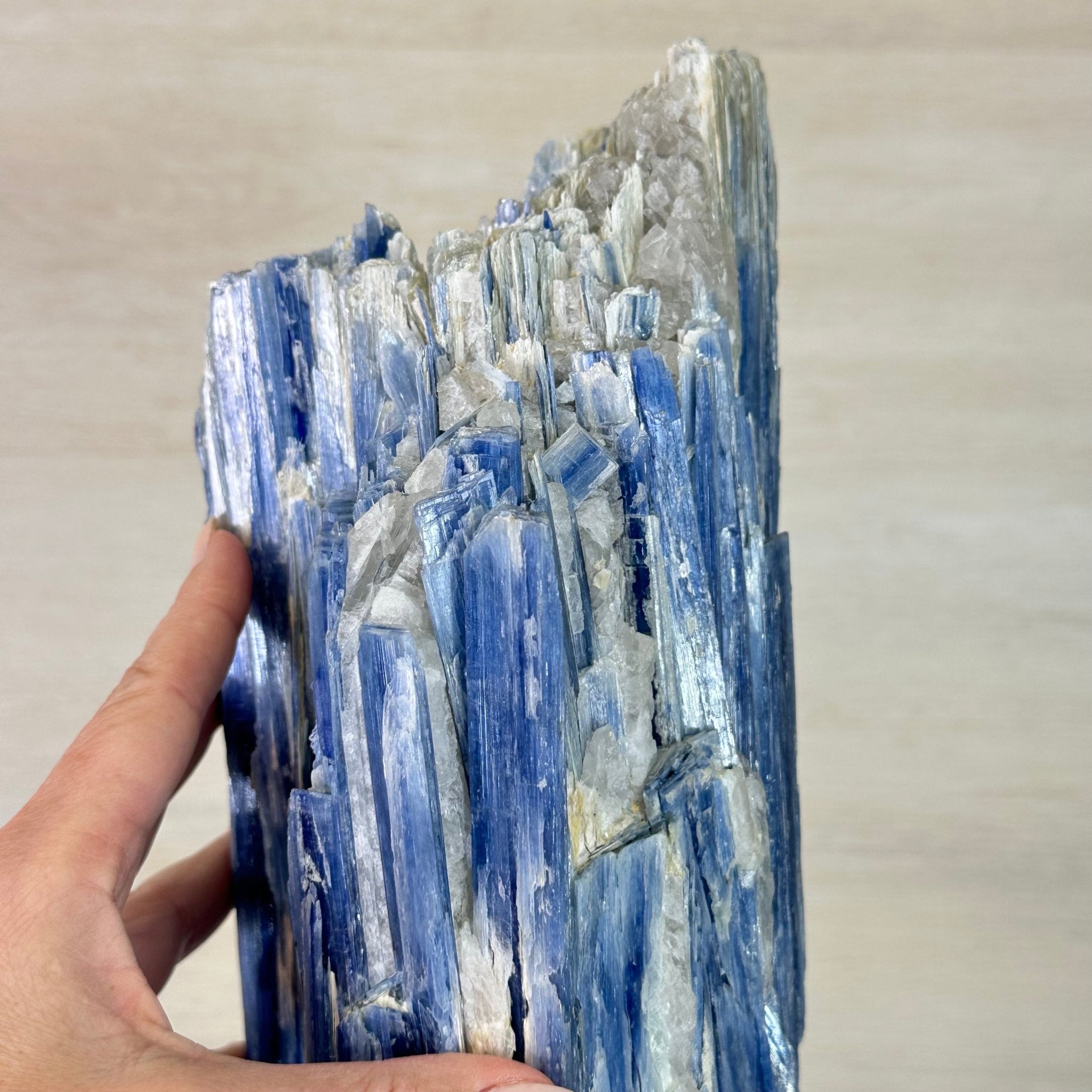 Large Kyanite Crystal on Rotating Stand, 45.6 lbs and 30.9" Tall #6011 - 0002 - Brazil GemsBrazil GemsLarge Kyanite Crystal on Rotating Stand, 45.6 lbs and 30.9" Tall #6011 - 0002Clusters on Rotating Bases6011 - 0002