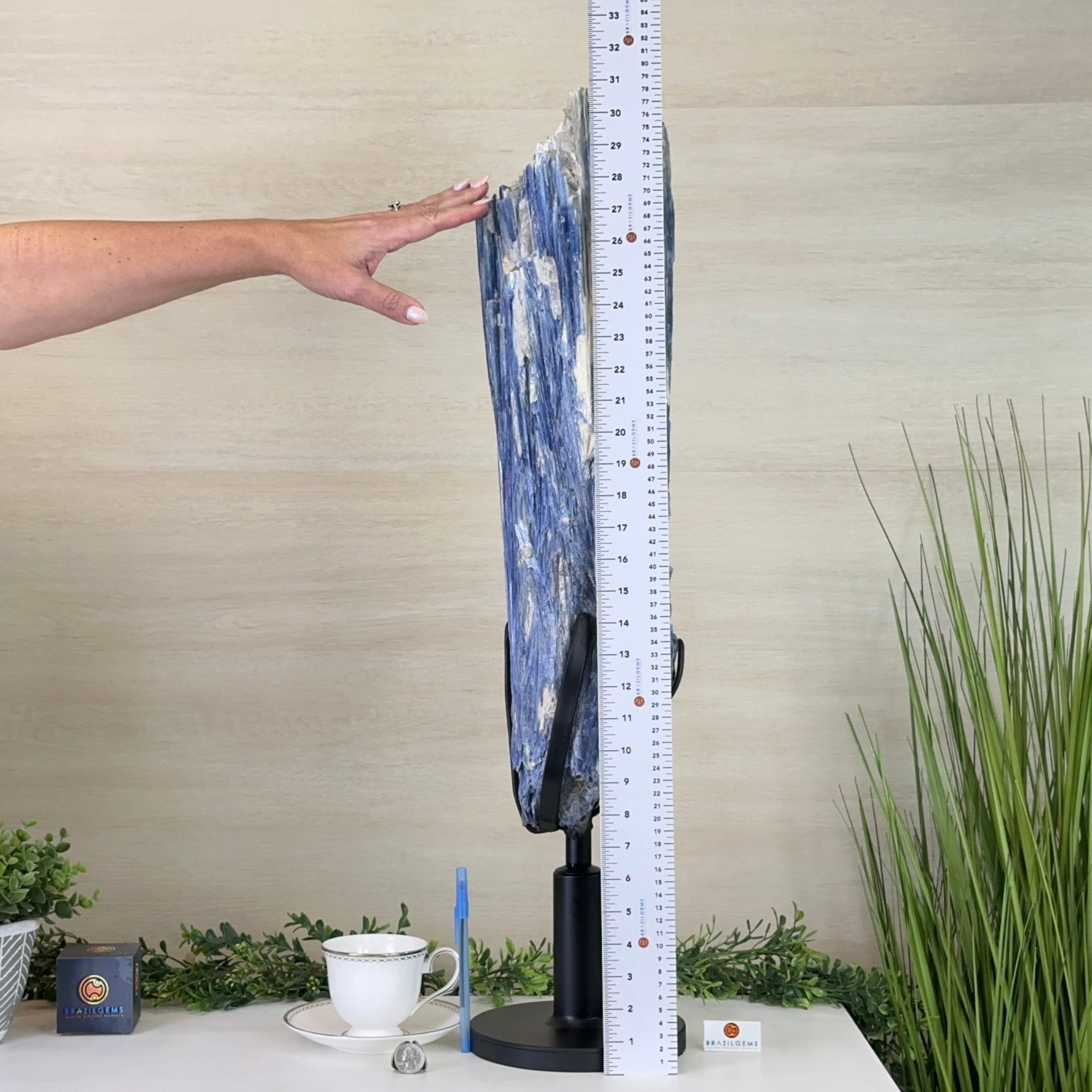 Large Kyanite Crystal on Rotating Stand, 45.6 lbs and 30.9" Tall #6011 - 0002 - Brazil GemsBrazil GemsLarge Kyanite Crystal on Rotating Stand, 45.6 lbs and 30.9" Tall #6011 - 0002Clusters on Rotating Bases6011 - 0002