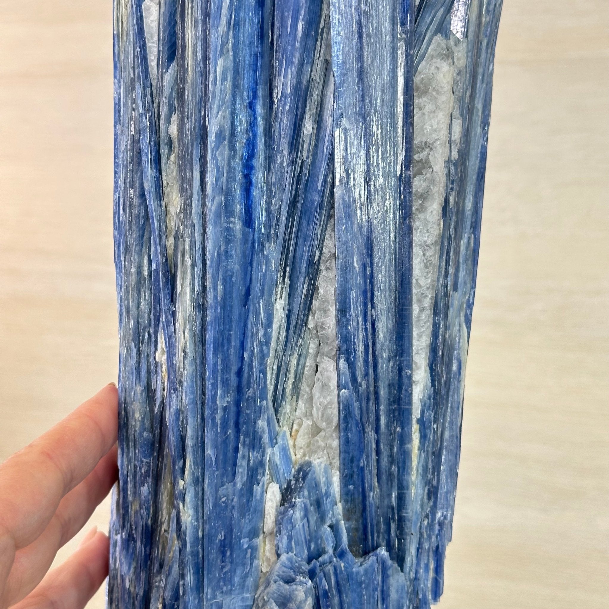 Large Kyanite Crystal on Rotating Stand, 45.6 lbs and 30.9" Tall #6011 - 0002 - Brazil GemsBrazil GemsLarge Kyanite Crystal on Rotating Stand, 45.6 lbs and 30.9" Tall #6011 - 0002Clusters on Rotating Bases6011 - 0002