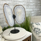 Large Natural Brazilian Agate "Butterfly Wings", Metal Stand, 16.5" Tall Model #5050NA-072 by Brazil Gems - Brazil GemsBrazil GemsLarge Natural Brazilian Agate "Butterfly Wings", Metal Stand, 16.5" Tall Model #5050NA-072 by Brazil GemsAgate Butterfly Wings5050NA-072