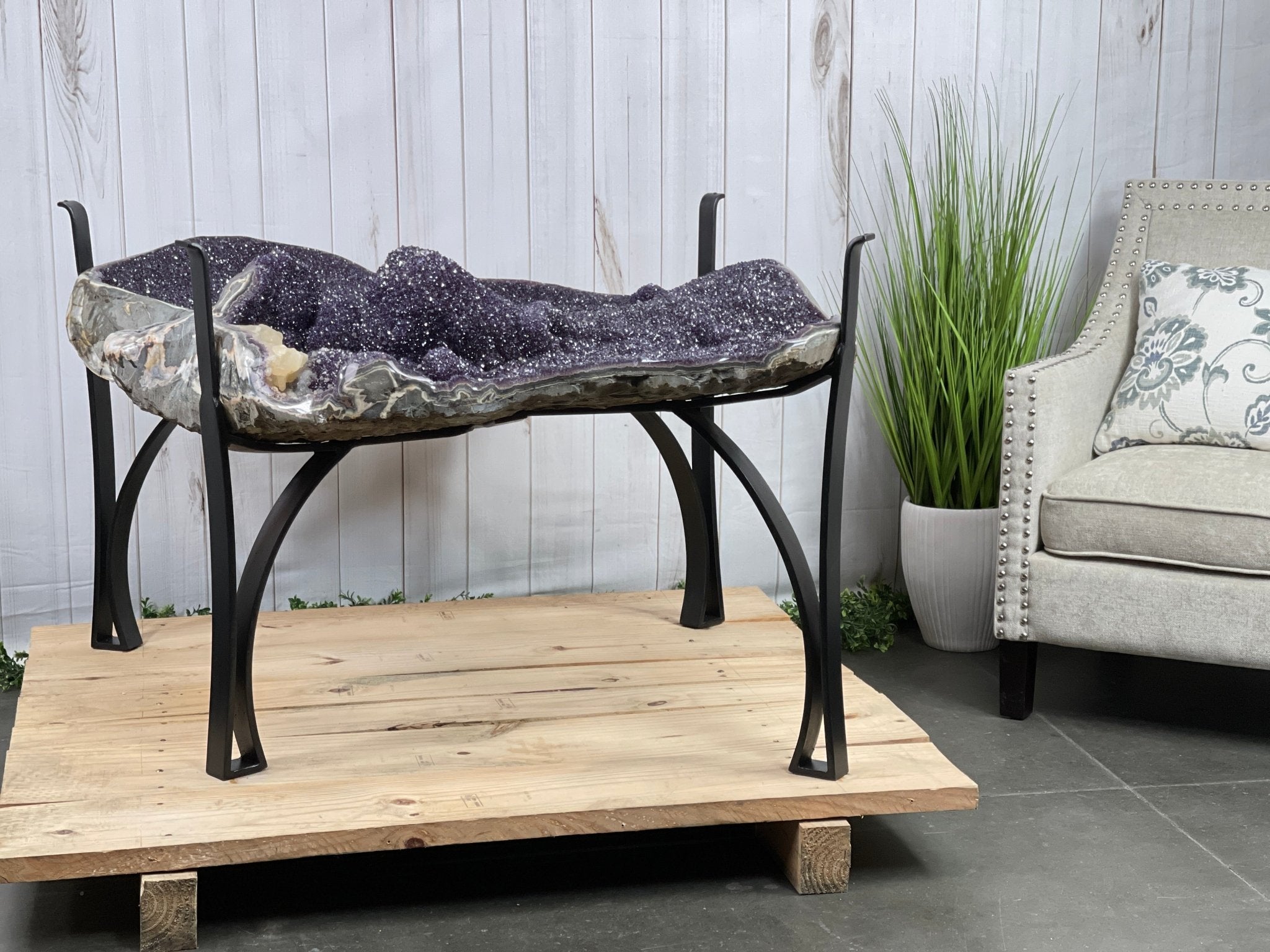 Large Special Amethyst Dining/Conference Table Super Quality, 814 lbs & 31.6" tall #1388-0001 by Brazil Gems - Brazil GemsBrazil GemsLarge Special Amethyst Dining/Conference Table Super Quality, 814 lbs & 31.6" tall #1388-0001 by Brazil GemsTables: Dining1388-0001
