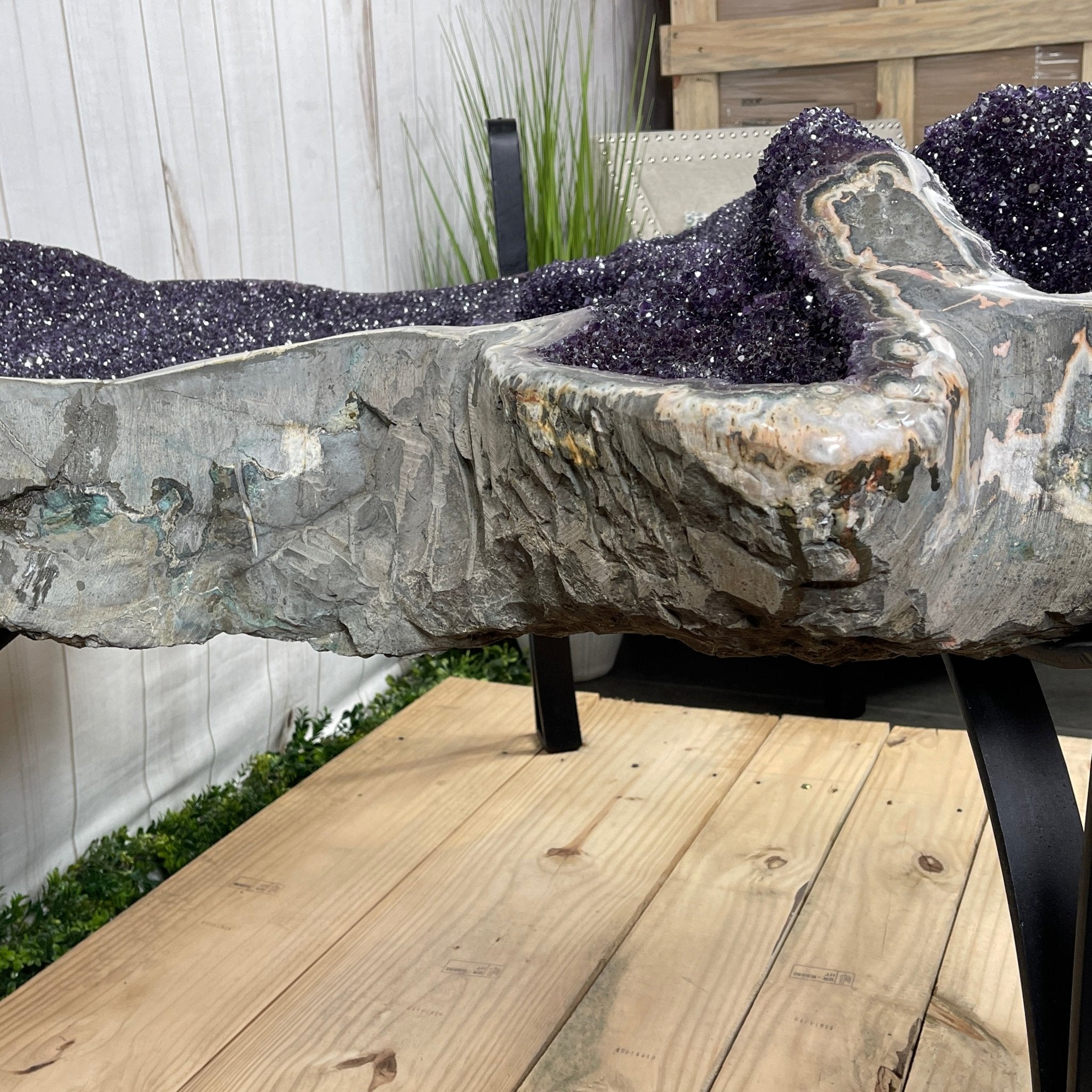 Large Special Amethyst Dining/Conference Table Super Quality, 814 lbs & 31.6" tall #1388-0001 by Brazil Gems - Brazil GemsBrazil GemsLarge Special Amethyst Dining/Conference Table Super Quality, 814 lbs & 31.6" tall #1388-0001 by Brazil GemsTables: Dining1388-0001