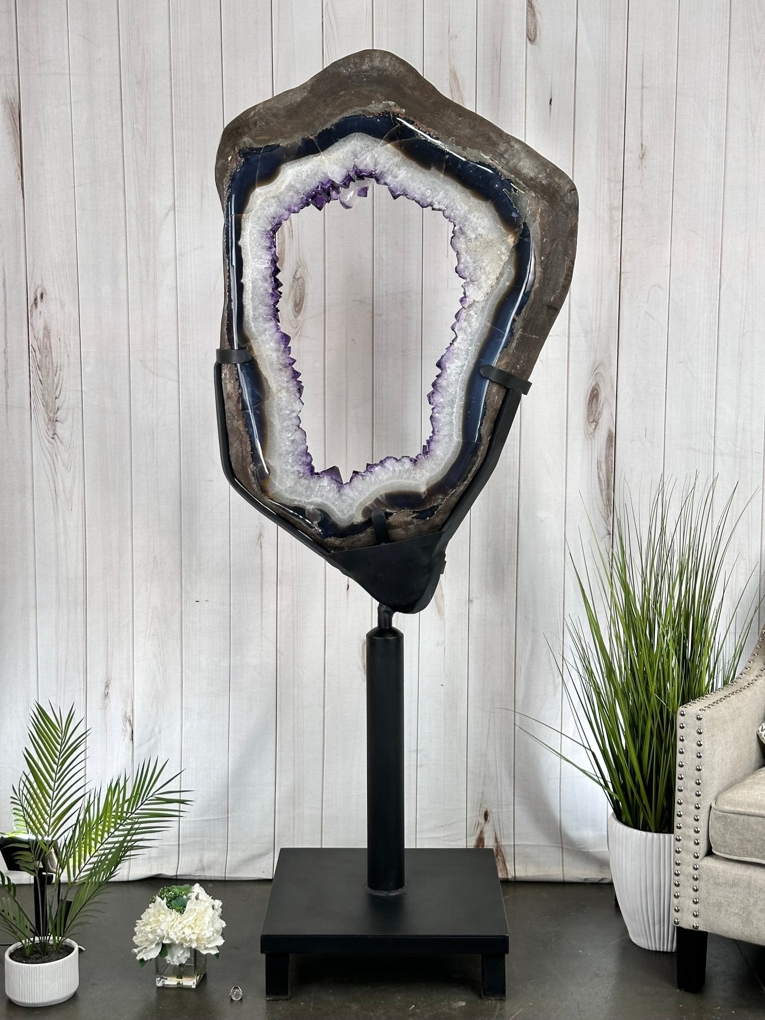Large Super Quality Amethyst Portal, Rotating Stand, 381 lbs & 83" Tall #5604-0131 - Brazil GemsBrazil GemsLarge Super Quality Amethyst Portal, Rotating Stand, 381 lbs & 83" Tall #5604-0131Portals on Rotating Bases5604-0131