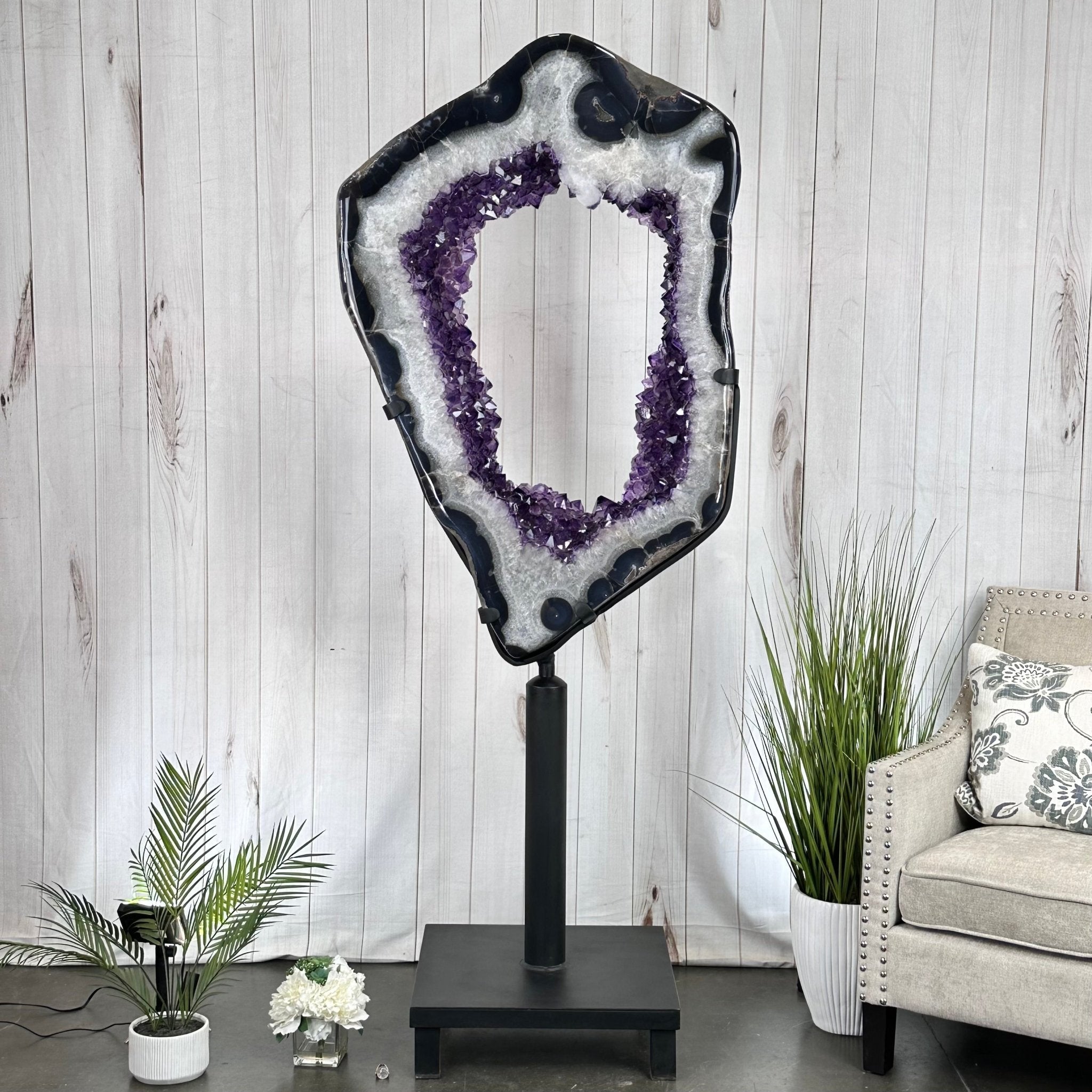 Large Super Quality Amethyst Portal, Rotating Stand, 381 lbs & 83" Tall #5604-0131 - Brazil GemsBrazil GemsLarge Super Quality Amethyst Portal, Rotating Stand, 381 lbs & 83" Tall #5604-0131Portals on Rotating Bases5604-0131