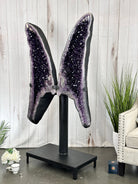 Large Super Quality Amethyst Wings on a Metal Stand, 337 lbs, 63" Tall #5493-0038 - Brazil GemsBrazil GemsLarge Super Quality Amethyst Wings on a Metal Stand, 337 lbs, 63" Tall #5493-0038Amethyst Butterfly Wings5493-0038