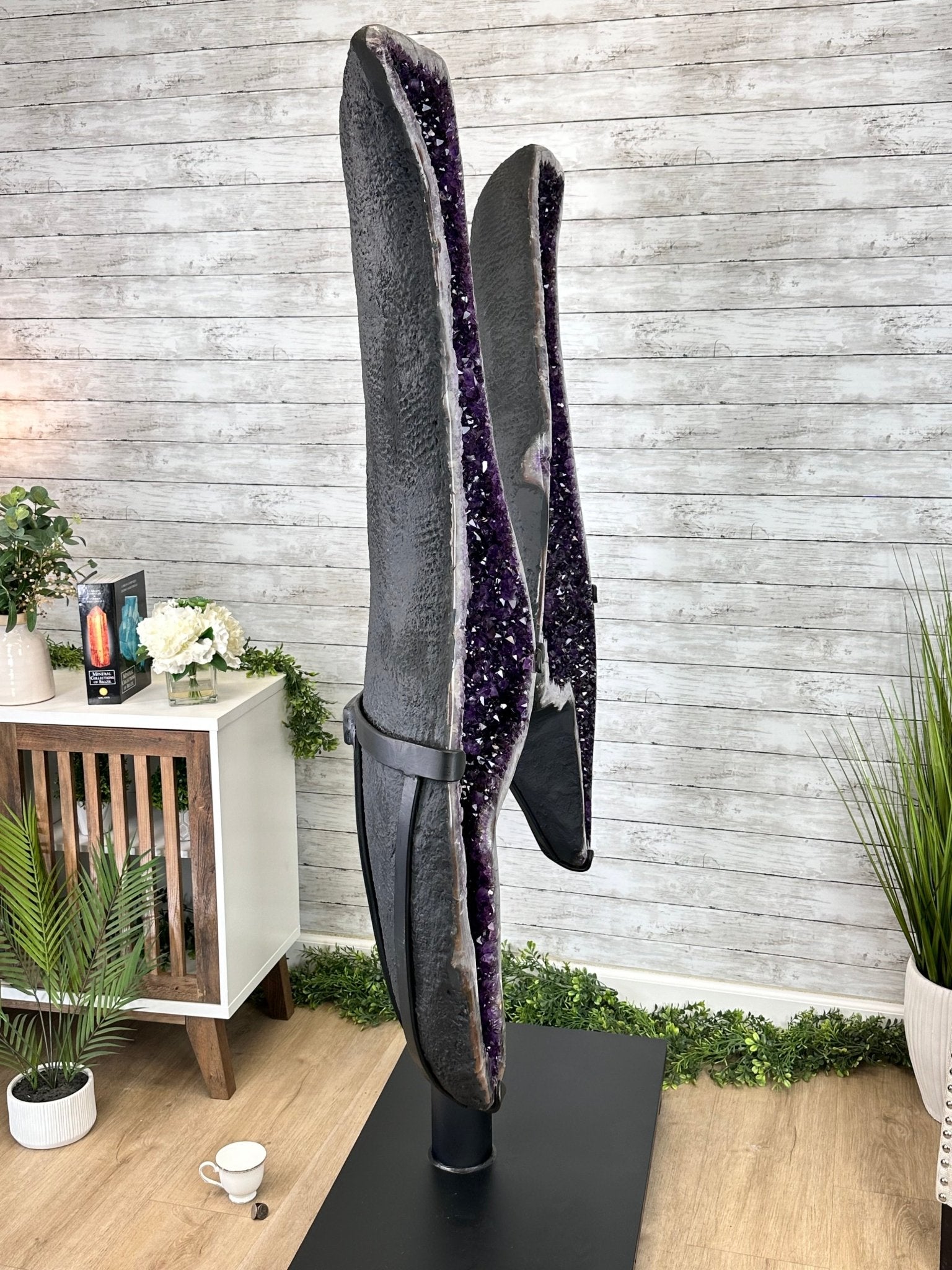 Large Super Quality Amethyst Wings on a Metal Stand, 503 lbs, 71" Tall #5493-0046 - Brazil GemsBrazil GemsLarge Super Quality Amethyst Wings on a Metal Stand, 503 lbs, 71" Tall #5493-0046Amethyst Butterfly Wings5493-0046