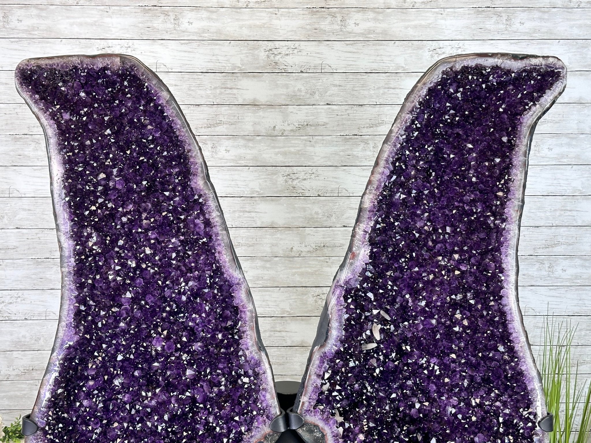 Large Super Quality Amethyst Wings on a Metal Stand, 503 lbs, 71" Tall #5493-0046 - Brazil GemsBrazil GemsLarge Super Quality Amethyst Wings on a Metal Stand, 503 lbs, 71" Tall #5493-0046Amethyst Butterfly Wings5493-0046