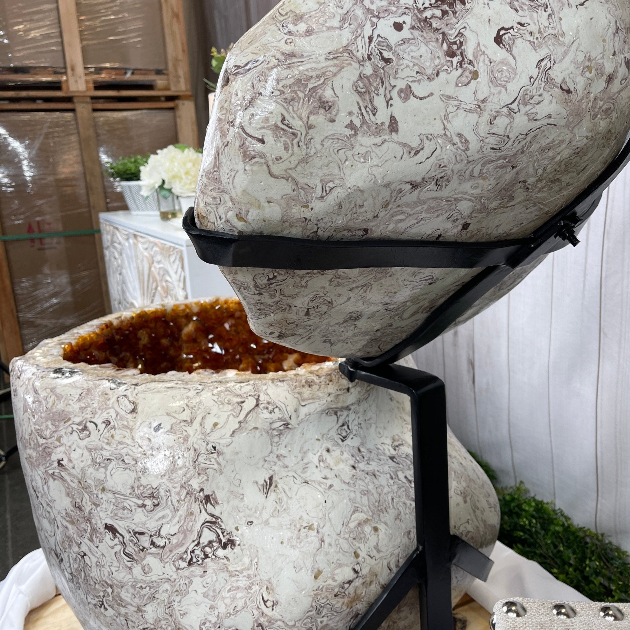 Large Super Quality Citrine "Jewelry Box" with Clam Shell Style Lid, 497 lbs & 28.25" tall Model #5858-0001 by Brazil Gems - Brazil GemsBrazil GemsLarge Super Quality Citrine "Jewelry Box" with Clam Shell Style Lid, 497 lbs & 28.25" tall Model #5858-0001 by Brazil GemsGeode Jewelry Boxes5858-0001
