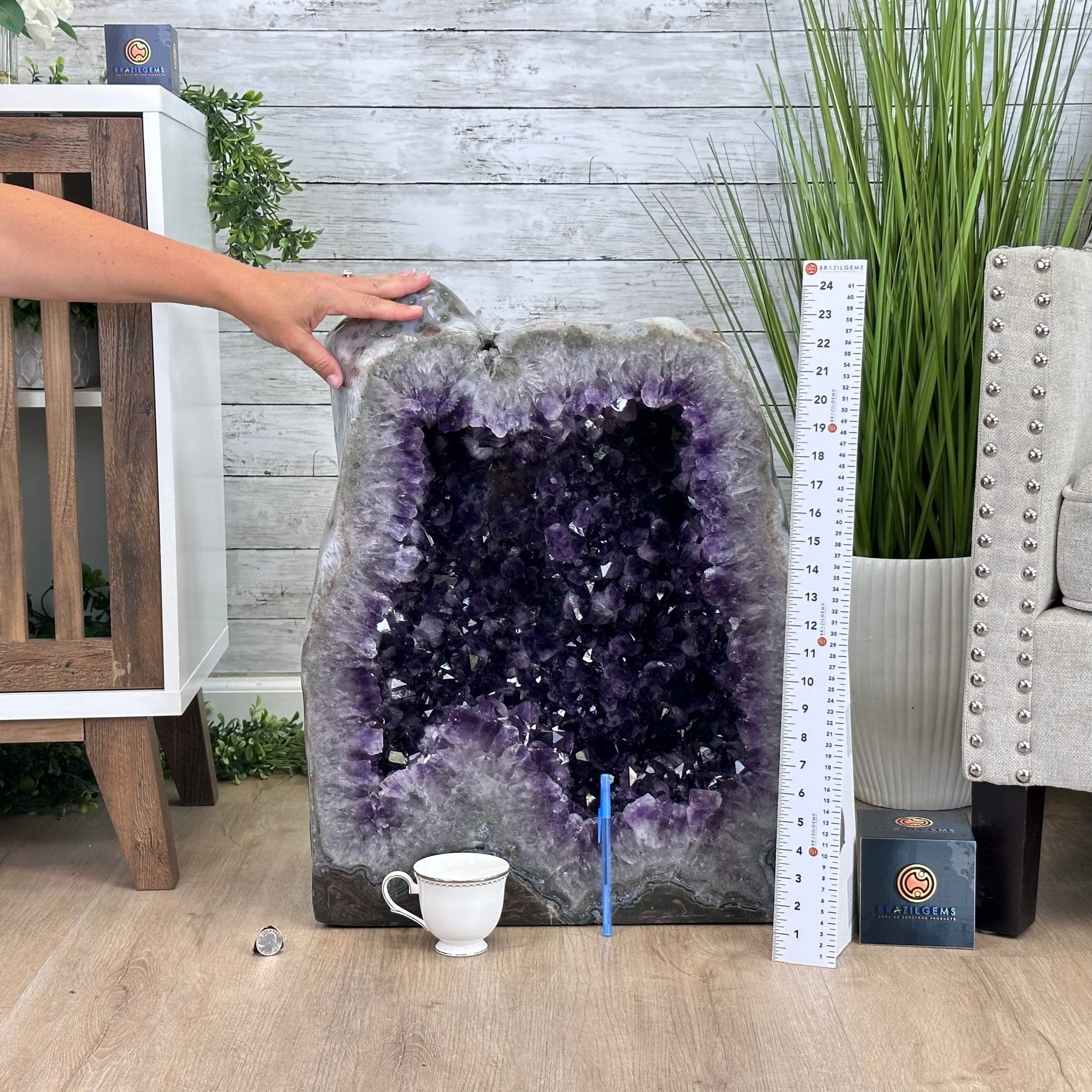 Large Super Quality Polished Brazilian Amethyst Cathedral, 185.7 lbs & 24.5" tall Model #5602-0073 by Brazil Gems - Brazil GemsBrazil GemsLarge Super Quality Polished Brazilian Amethyst Cathedral, 185.7 lbs & 24.5" tall Model #5602-0073 by Brazil GemsPolished Cathedrals5602-0073