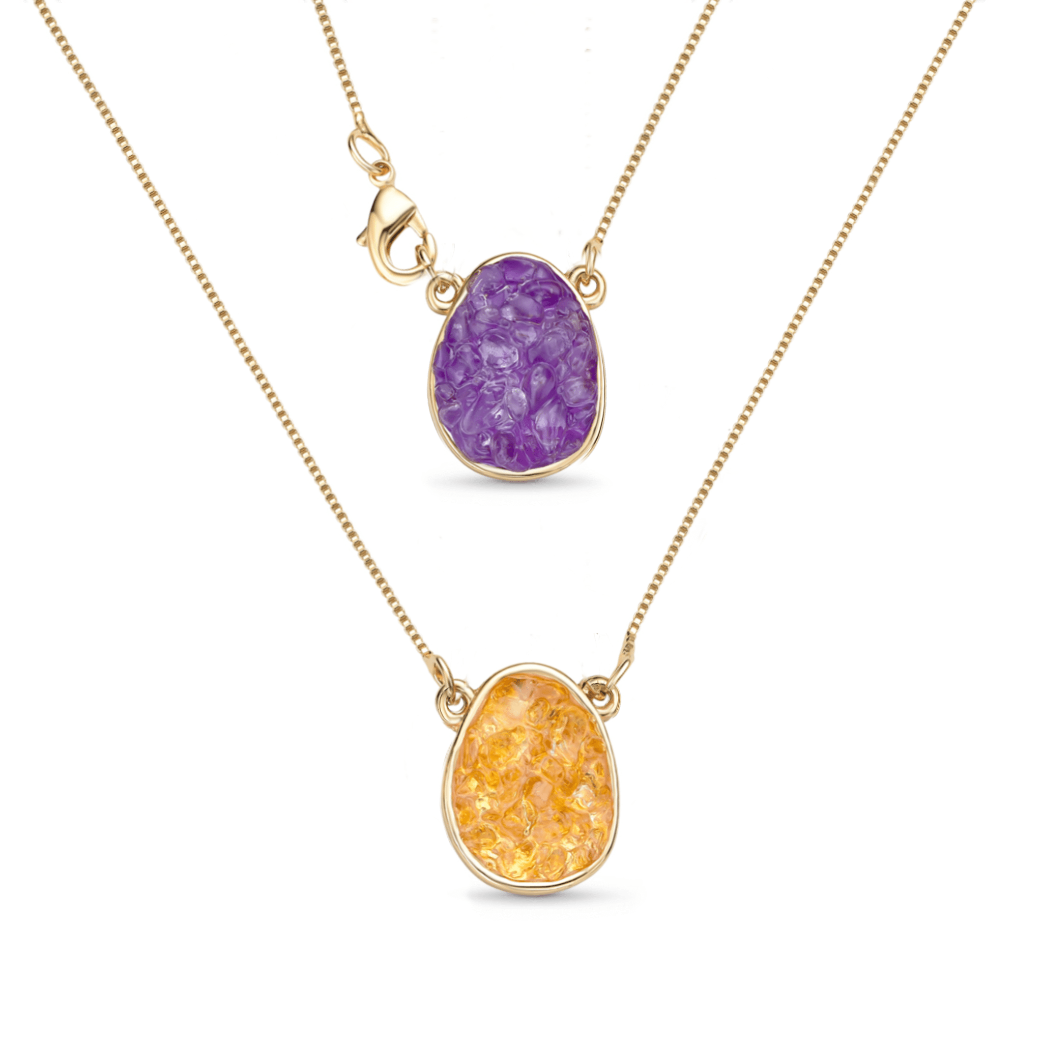 Layered Pendants w/ Natural Gemstone Fragments 18K Gold Plated Necklace - Brazil GemsBrazil GemsLayered Pendants w/ Natural Gemstone Fragments 18K Gold Plated NecklaceNecklace12GP1321 - 201