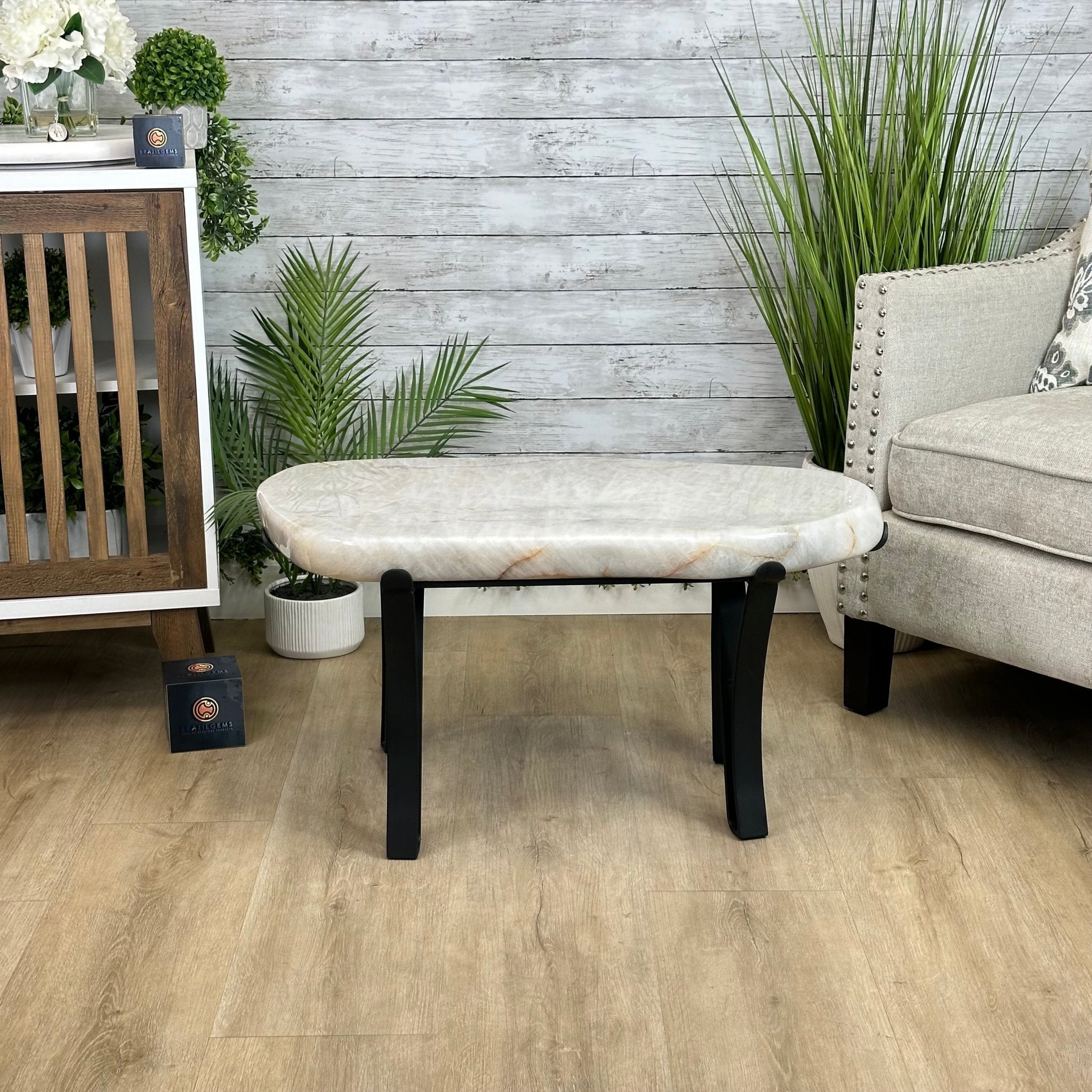 Milky Quartz Coffee Table, 31.2" Long, 16.2" Tall #1394MQ-003 - Brazil GemsBrazil GemsMilky Quartz Coffee Table, 31.2" Long, 16.2" Tall #1394MQ-003Tables: Coffee1394MQ-003