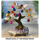 Mixed Gems 5" Tall Handmade Gemstone Tree on a Crystal base, 35 Gems #5401MIXD - Brazil GemsBrazil GemsMixed Gems 5" Tall Handmade Gemstone Tree on a Crystal base, 35 Gems #5401MIXDGemstone Trees5401MIXD