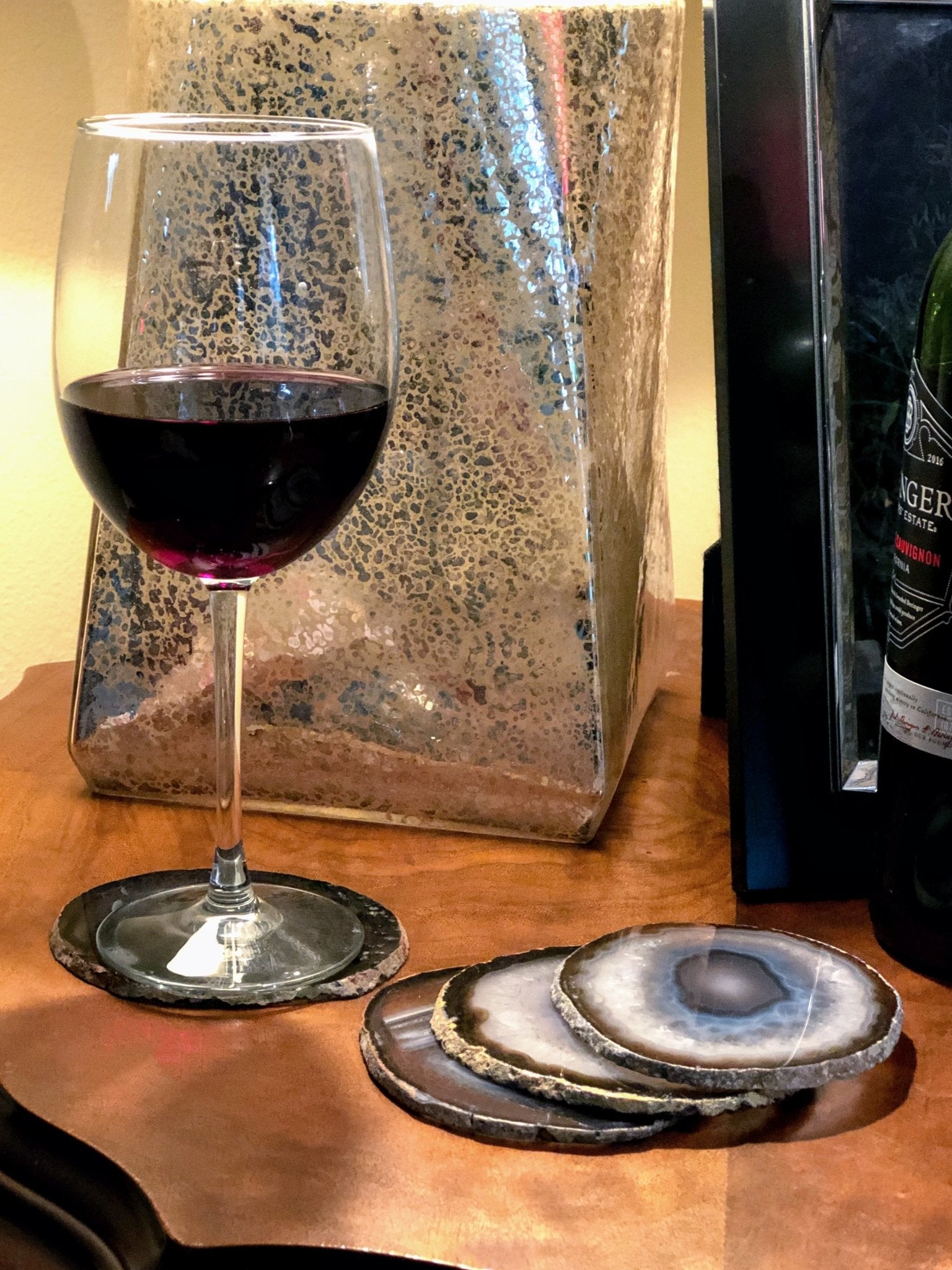Natural Agate Coasters, generous sizes 3.5" to 4.5" each, 4-piece set Model #5205NATU by Brazil Gems - Brazil GemsBrazil GemsNatural Agate Coasters, generous sizes 3.5" to 4.5" each, 4-piece set Model #5205NATU by Brazil GemsCoaster Sets5205NATU