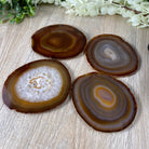 Natural Agate Coasters, generous sizes 3.5" to 4.5" each, 4-piece set Model #5205NATU by Brazil Gems - Brazil GemsBrazil GemsNatural Agate Coasters, generous sizes 3.5" to 4.5" each, 4-piece set Model #5205NATU by Brazil GemsCoaster Sets5205NATU