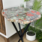 Natural Bloodstone Jasper Side Table on Black Metal Base, 24.6" Tall #1342BS-002 - Brazil GemsBrazil GemsNatural Bloodstone Jasper Side Table on Black Metal Base, 24.6" Tall #1342BS-002Tables: Side1342BS-002