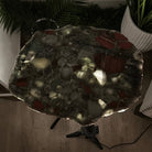 Natural Bloodstone Jasper Side Table on Black Metal Base, 24.6" Tall #1342BS-002 - Brazil GemsBrazil GemsNatural Bloodstone Jasper Side Table on Black Metal Base, 24.6" Tall #1342BS-002Tables: Side1342BS-002