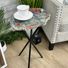 Natural Bloodstone Jasper Side Table on Black Metal Base, 24.6" Tall #1342BS-002 - Brazil GemsBrazil GemsNatural Bloodstone Jasper Side Table on Black Metal Base, 24.6" Tall #1342BS-002Tables: Side1342BS-002