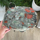 Natural Bloodstone Jasper Side Table on Black Metal Base, 24.6" Tall #1342BS-002 - Brazil GemsBrazil GemsNatural Bloodstone Jasper Side Table on Black Metal Base, 24.6" Tall #1342BS-002Tables: Side1342BS-002