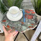 Natural Bloodstone Jasper Side Table on Black Metal Base, 24.6" Tall #1342BS-002 - Brazil GemsBrazil GemsNatural Bloodstone Jasper Side Table on Black Metal Base, 24.6" Tall #1342BS-002Tables: Side1342BS-002