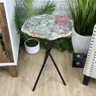 Natural Bloodstone Jasper Side Table on Black Metal Base, 24.6" Tall #1342BS-002 - Brazil GemsBrazil GemsNatural Bloodstone Jasper Side Table on Black Metal Base, 24.6" Tall #1342BS-002Tables: Side1342BS-002